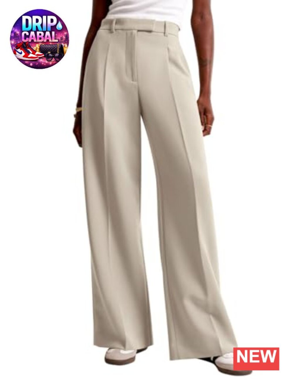 Wide Leg Work Pants High Waisted Dress Trousers with Pockets Front Pleated
